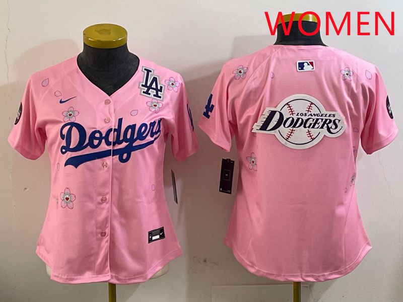 Women Los Angeles Dodgers Blank Pink Sakura Edition 2025 Nike MLB Jersey style 28
